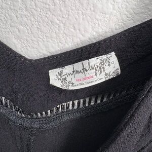 Free People Black Bodycon Dress Ruched Deep V Wrap